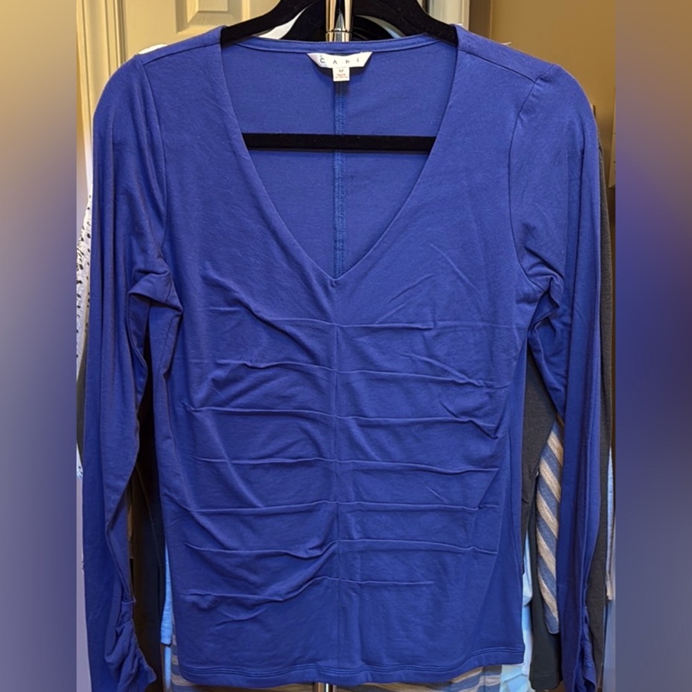 CAbi Stunning Blue V-Neck Top